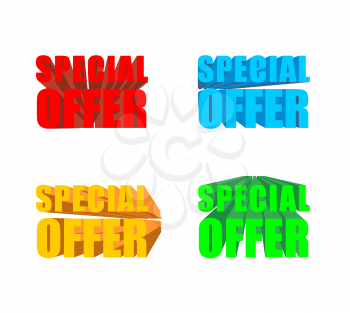 Special offer. Set of colored special offer for business presentation template. 3D letters.
