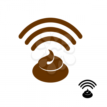 Wi-fi shit. Wireless transmission of clover. Remote access to stinking waste. Internet shit. Wi fi Icon stink flat icon. Smelly Waves go feces. Wifi excrement net
