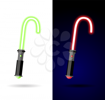 Light saber. Red and green lightsaber