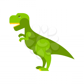 Dinosaur Tyrannosaurus. Angry ancient Predator. Big Reptile Jurassic period. Prehistoric green evil animal. Toothy scary t-rex dinosaur.