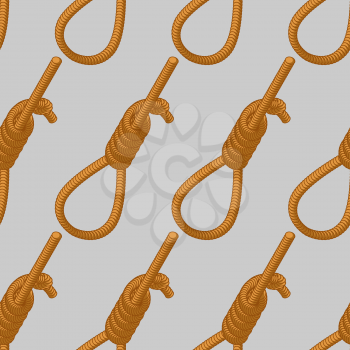 Hangman noose seamless pattern. Gallows-tree ornament. Rope for hanging
