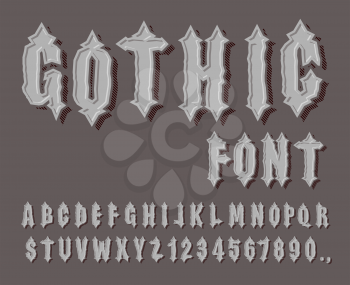 Gothic font. Medieval letter and digit. Awesome Alphabet. Font for Knights and Kings. ABCs of romanticism

