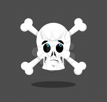 Surprised skull emotion. Crossbones. Discouraged skeleton head

