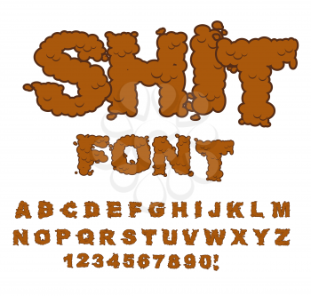 Shit font. Letters from poop. Alphabet shit. Lettering and typography. bullshit ABC
