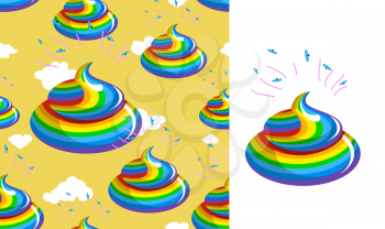 Shit unicorn pattern. Turd rainbow colors. Kal rainbow fantastic beast. excrement are mythical creatures background
