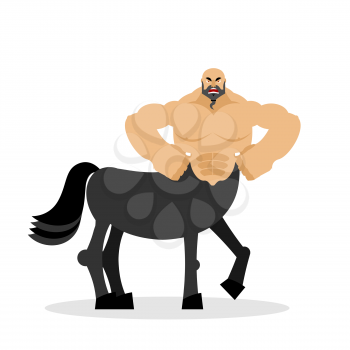 Centaur angry. Half horse half person. Sports creature. Fairy-tale characters athlete. Man horse