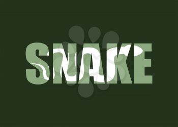 Snake. Silhouette of reptiles in text. Long poisonous reptile and Typography. Palet and animal characters