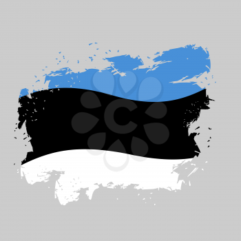 Estonia Flag grunge. Brush strokes and ink splatter. National symbol of Estonian state
