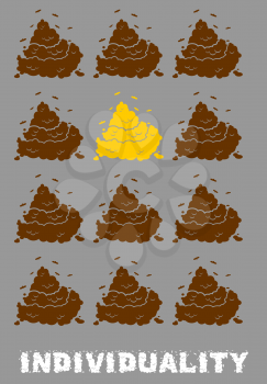 Individuality Poster. Gold turd among brown shit. Social Poster. dejecta  feces and poop
