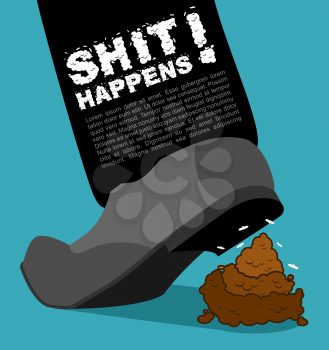 Shit happens. Bad situation. Stepping on dog turd. Piece of poop and shoes
