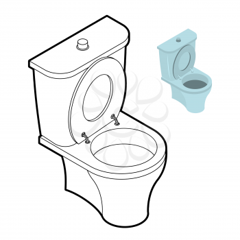 Toilet WC coloring book. Bathroom accessories in linear style
