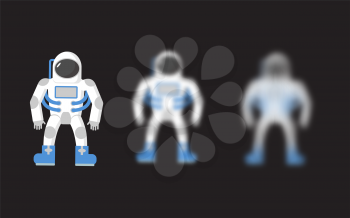 Astronaut. Space traveler. Astronaut with varying degrees of blur. Astronaut effect blur

