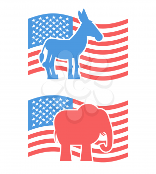 Donkey and elephant symbols of political parties in America. USA elections. Democrats against Republicans. Opposition to American policy. democratic donkey and republican elephant. USA symbol of polit