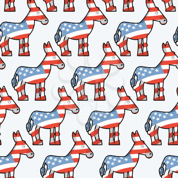 Democrat Donkey seamless pattern. Donkey texture. Symbol of  political party in America. Political illustration for elections in America. Texture for election and debate in America. Political backgrou