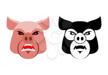 Angry pig. Aggressive wild boar. Logo big boar. grumpy farm animal. logo for sports team