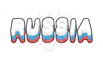 Russia. Text of Russian flag. Emblem of country on a white background. letters tricolor. typography and hand lettering 
