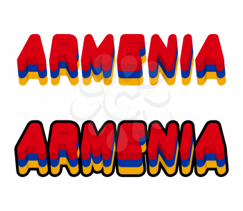 Armenia typography. Text of Armenian flag. Emblem of  European countries on white background. letters tricolor