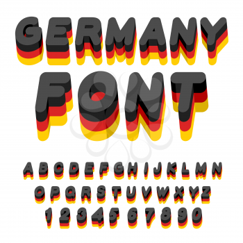 Germany font. German flag on letters. National Patriotic alphabet. 3d letter. State color symbolism European state
