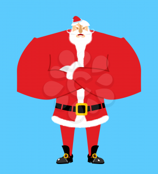 Santa angry. Aggressive Santa Claus. Christmas Grandfather with beard and mustache isolated. New Year granddad
