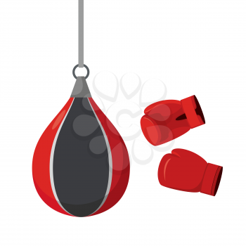 Punching bag and gloves. Attempts on sports equipment. training boxer
