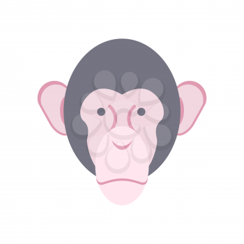 Monkey face isolated. Chimpanzee head. Primacy of person
