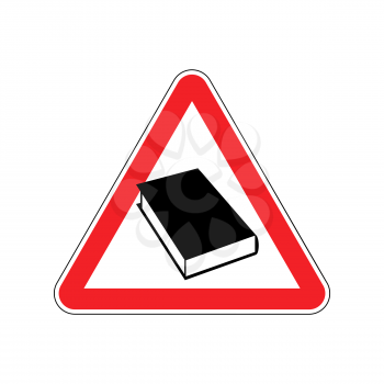 Book Warning sign red. Reading Hazard attention symbol. Danger road sign triangle psalterium