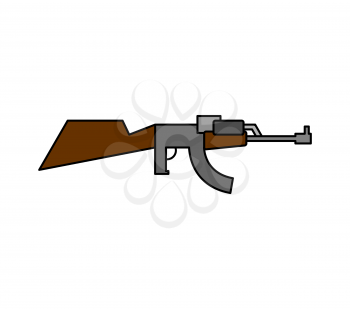 Machine gun childs drawing style. Arms on white background. Military rifle