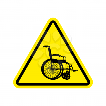 Warning invalid Sign. caution wheelchair on road. Danger way symbol yellow Triangle