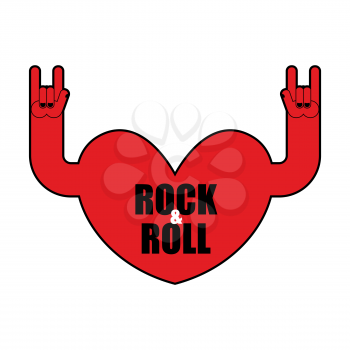 Heart rock logo. Rock and roll hand. Musical emblem
