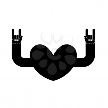 Heart rock logo. Rock and roll hand. Musical emblem
