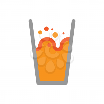 Orange juice in glass isolated. Splashes and drops