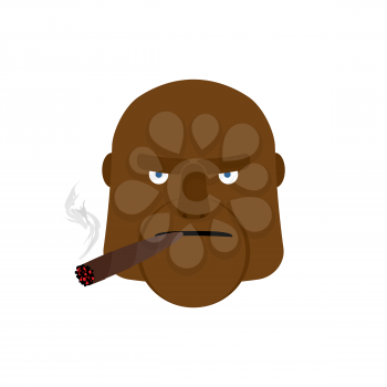 Angry man with cigar. Aggressive african face