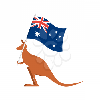 Kangaroos and Australian flag. wallaby for Australia Day emblem

