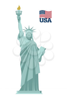 Statue of Liberty in USA. National symbol of America. State attraction of country. Statue of Liberty on white background. famous sculpture in New york- freedom illuminating  world. Symbol of freedom a