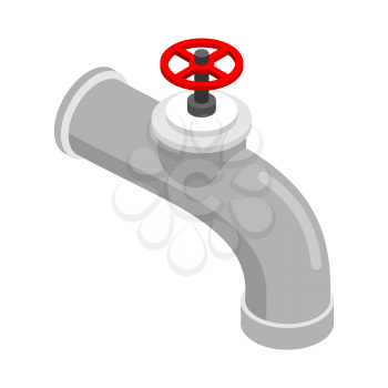 Water tap isometrics on white background. faucet iron. Red valve
