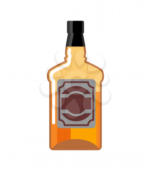 Whiskey Bottle isolated. Drink Scotch. tequila on white background. brandy Alcohol illustration