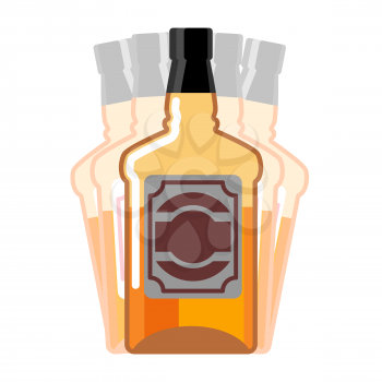 Drunkenness. Whiskey Bottle seeing double. Drink Scotch hallucination. Tequila on white background. Alcohol illustration
