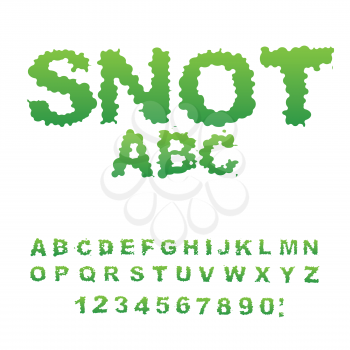 Snot font. Snivel alphabet. Green slime letters. Booger ABC. Slippery lettering. Mucus typography
