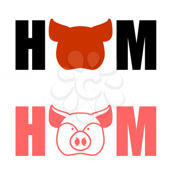 Hamon logo. Letters and pig head. Typography
