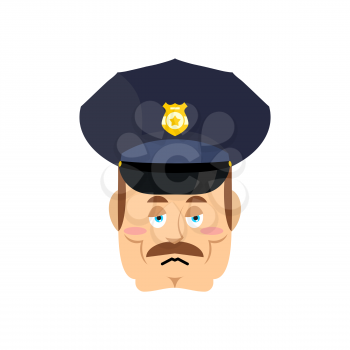 Sad cop. Tragic policeman. Bored police officer