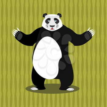 Panda Chinese Bear. Good animal. Jolly animal and bamboo
