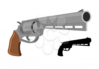 Big Revolver gun, silhouette firearms. Large handgun. Weapon magnum isolated 

