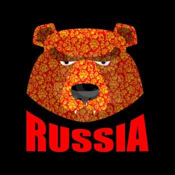 bear logo of Russia. Traditional Russian ornament khokhloma. Russian wild animal