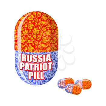 Russian patriotic pill. Capsule with national traditional ornament. Folk medicine Russian people