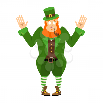 St.Patrick 's Day. Leprechaun surprised. Dwarf with red beard wonderment  Emoji. Irish elf emotions. Holiday in Ireland
