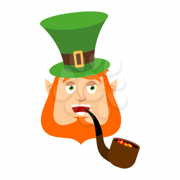 Leprechaun happy. Dwarf with red beard merry Emoji. Irish elf emotions. St.Patrick 's Day. Holiday in Ireland