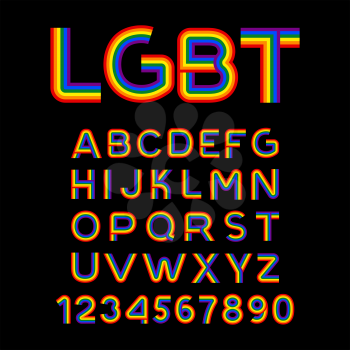 LGBT font.  ABC for Symbol of gays and lesbians. Alphabet of bisexual and transgender people. Rainbow letters.
