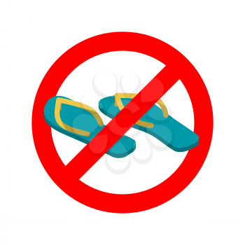 Stop slippers. Ban summer shoes. Red traffic sign not allowed