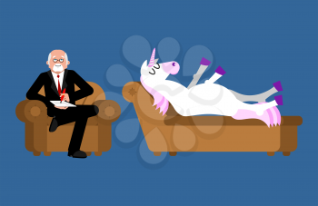 Unicorn with psychologist. Consultation of psychotherapist
