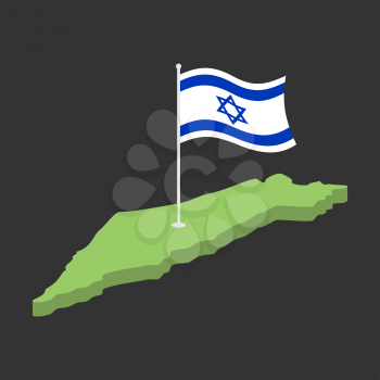 Israel flag and map. Israeli banner ribbon. Jewish Symbol of State
